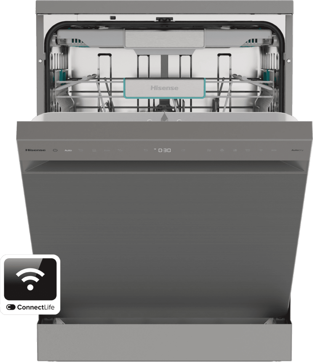 Hisense HS663A90XUK Freestanding Dishwasher - Stainless Steel