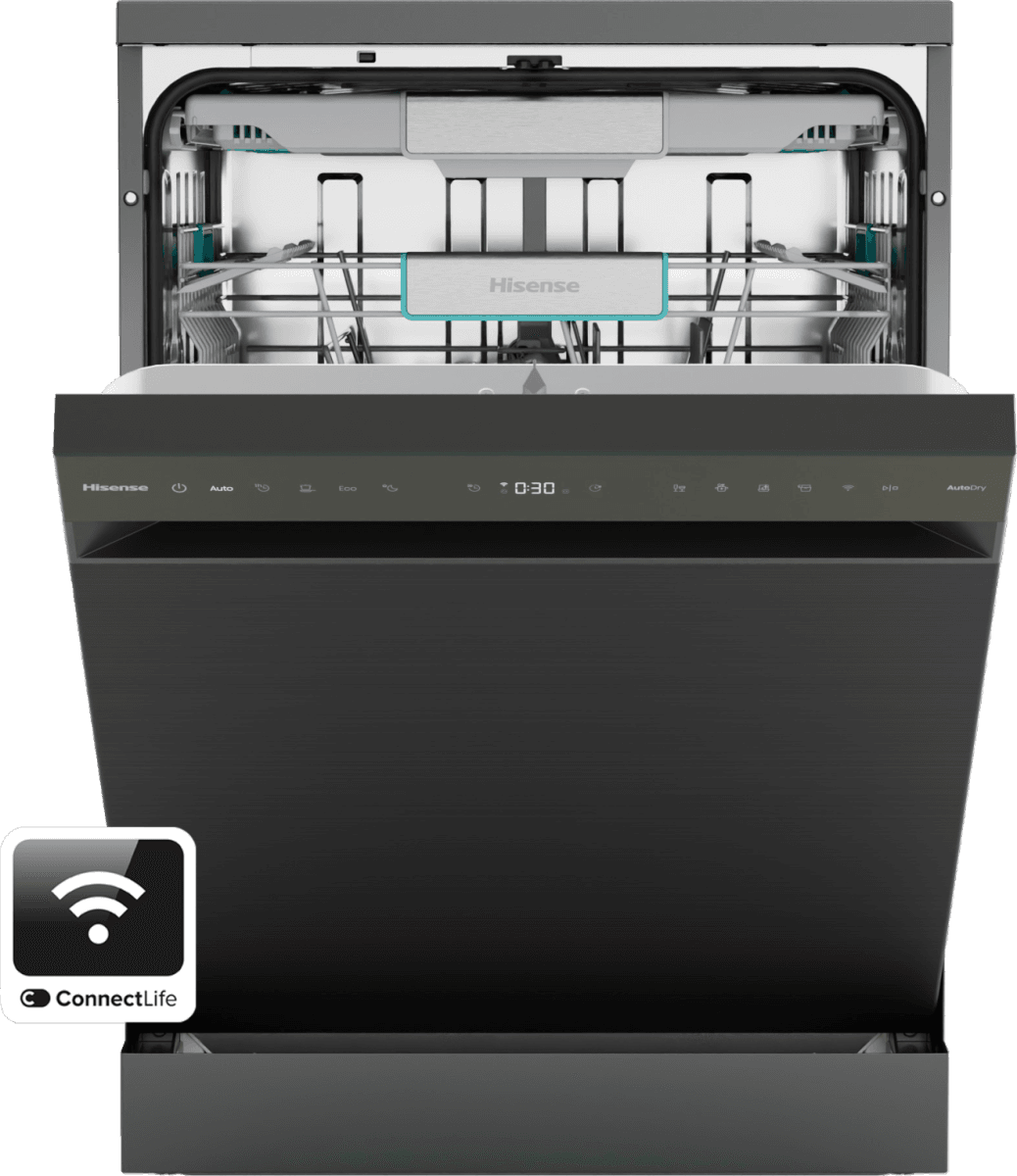 Hisense HS673A90BXUK Full-Size Dishwasher - Black Inox