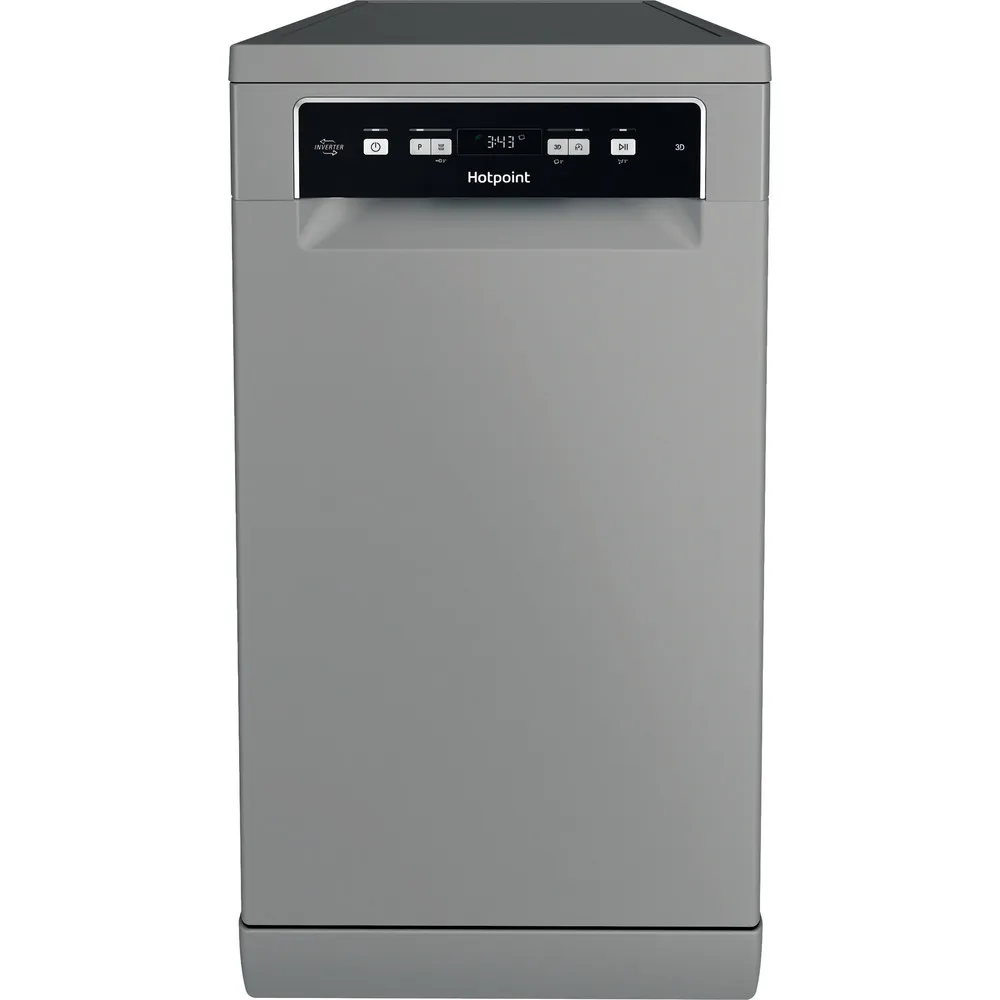 Hotpoint HP3FC10BS7A0SUK Freestanding Slimline Dishwasher - Silver