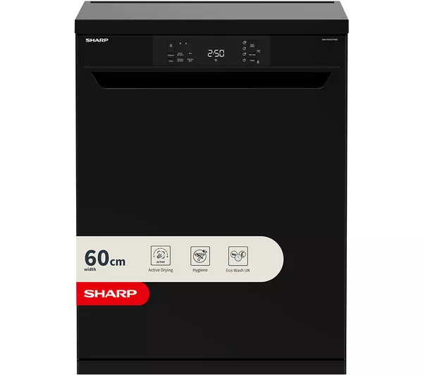 Sharp QW-NA1CF47EB-EN Full-Size Dishwasher - Black