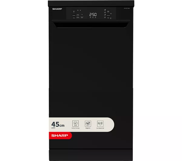 Sharp QW-NS1CF49EB-EN Slimline Dishwasher - Black